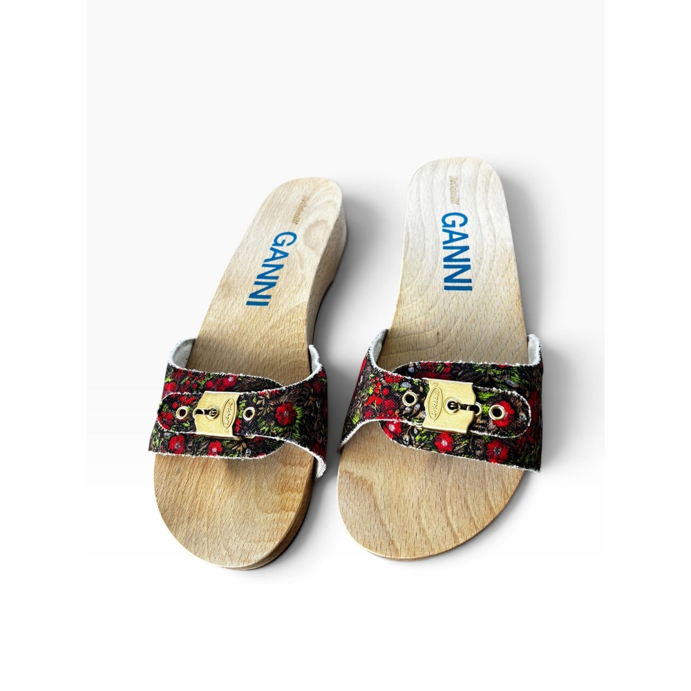 New Ganni Dr Scholls Sandals 11 Floral Tapestry Wooden Clog Pescura Slides